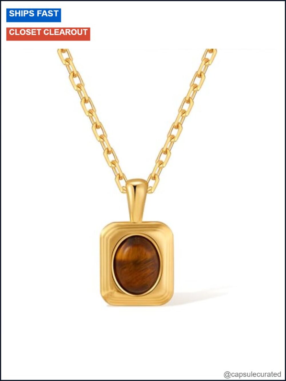 Gold Stone Pendant Necklace for Women, Chunky Gemstone Dangle Necklace Wedding